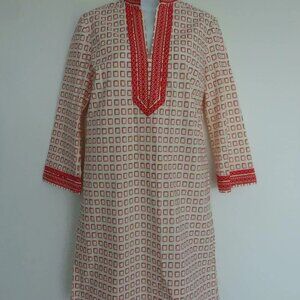 NWT TORY BURCH Square Frame Red Cotton Tory Mini Dress 6